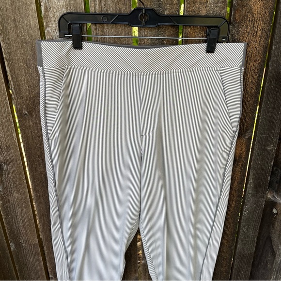 Athleta Wm’s Brooklyn Textured Ankle Pants in White & Gray Stripes NWOT Sz 16T - Picture 4 of 15